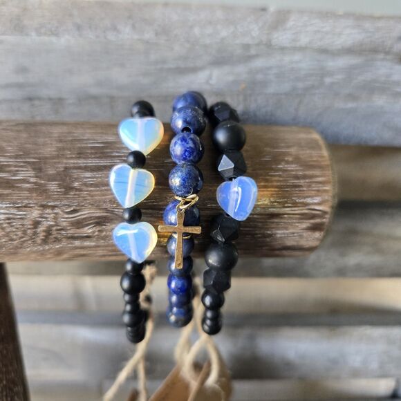 Crystal Healing Power Bracelets Bundle Onyx, Tiger Eye, Amethyst, Glass Beads... - Picture 8 of 13